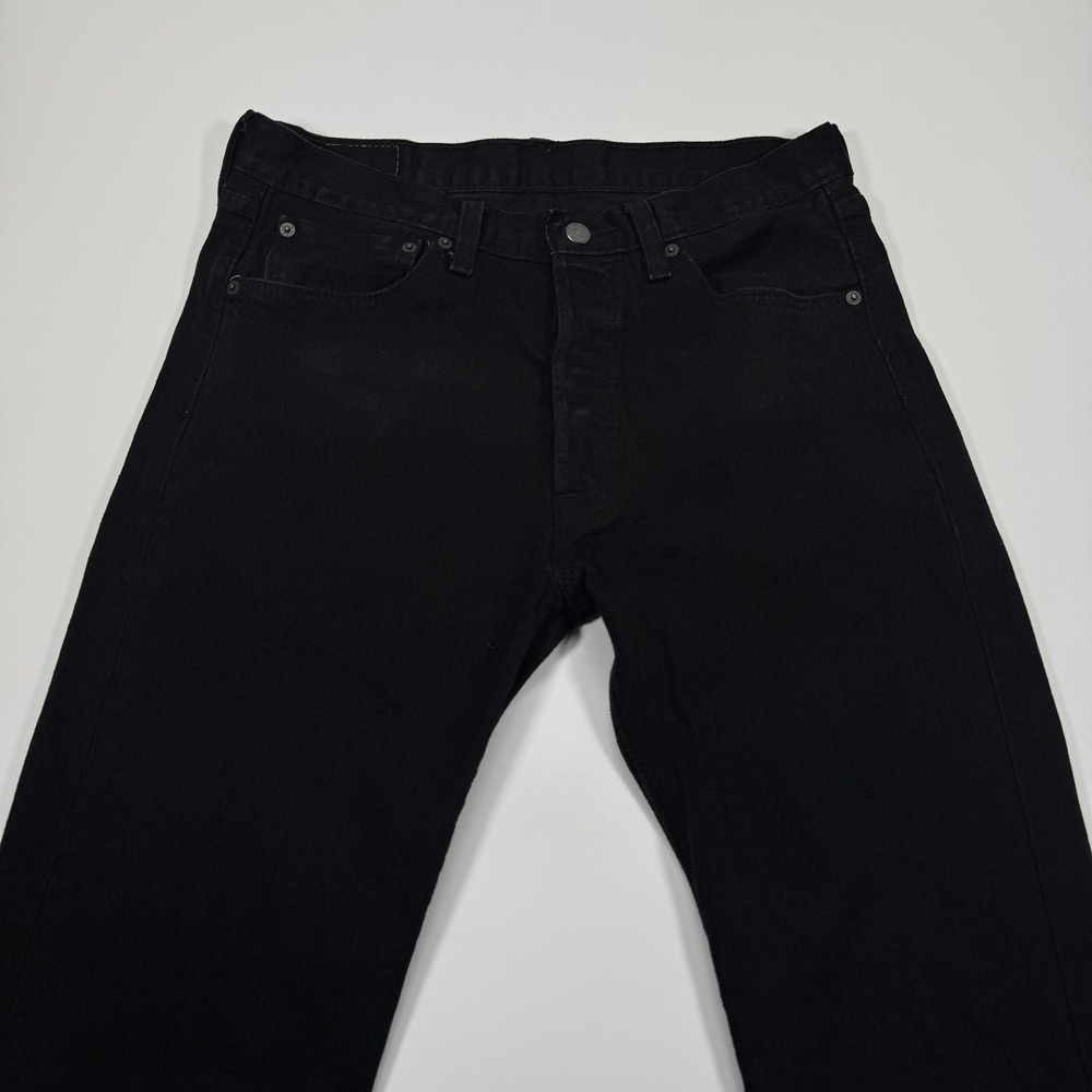 Levis 501 Mens Jeans 33x34 Black Straight Leg Button Fly Denim Classic Casual - Picture 6 of 15